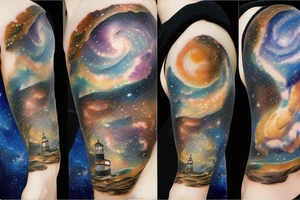 Lighthouse Milky Way galaxy tattoo idea
