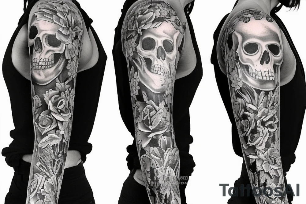 two skeletons full body tattoo idea