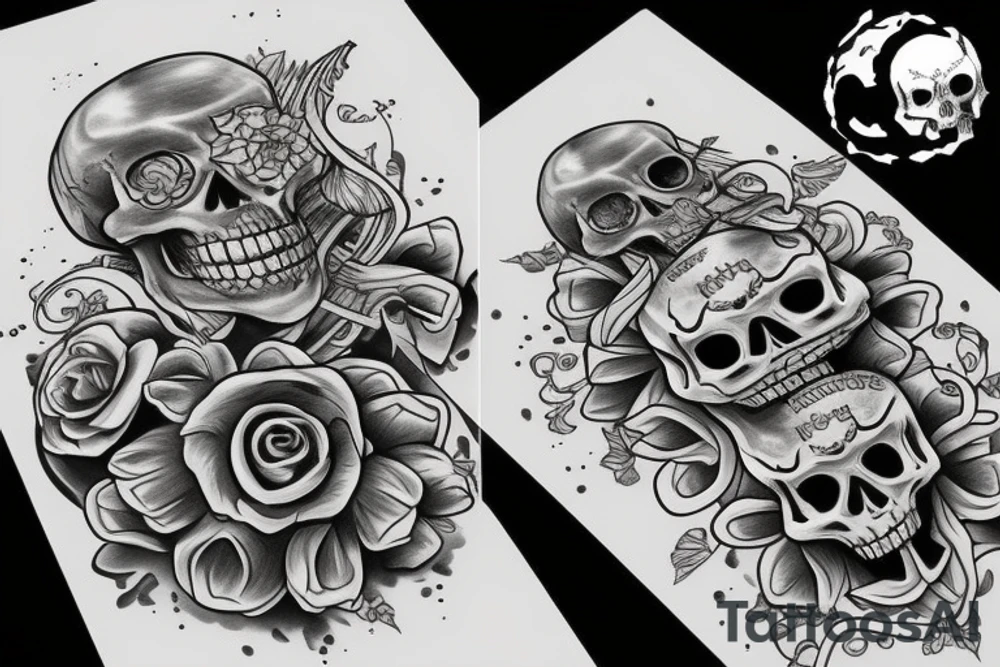 two skeletons tattoo idea