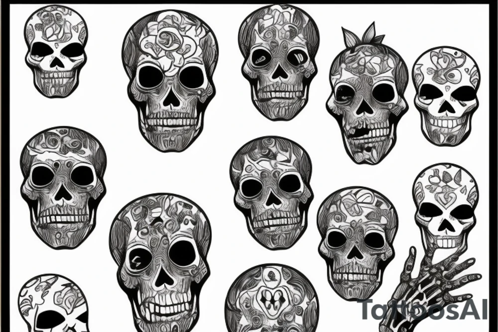 two full body  skeletons tattoo idea