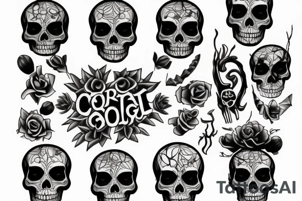 two full body  skeletons tattoo idea