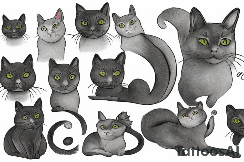 Gray cat tattoo idea