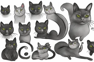 Gray cat tattoo idea