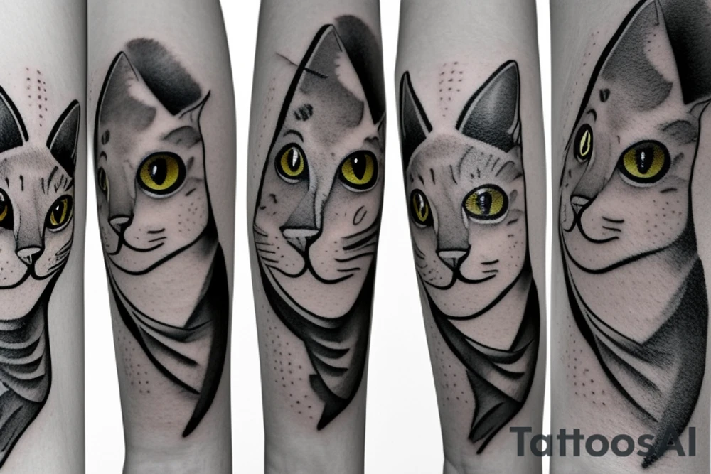 Gray cat tattoo idea