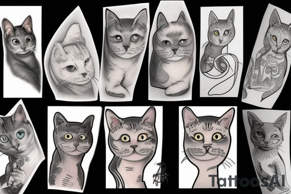 Gray cat tattoo idea