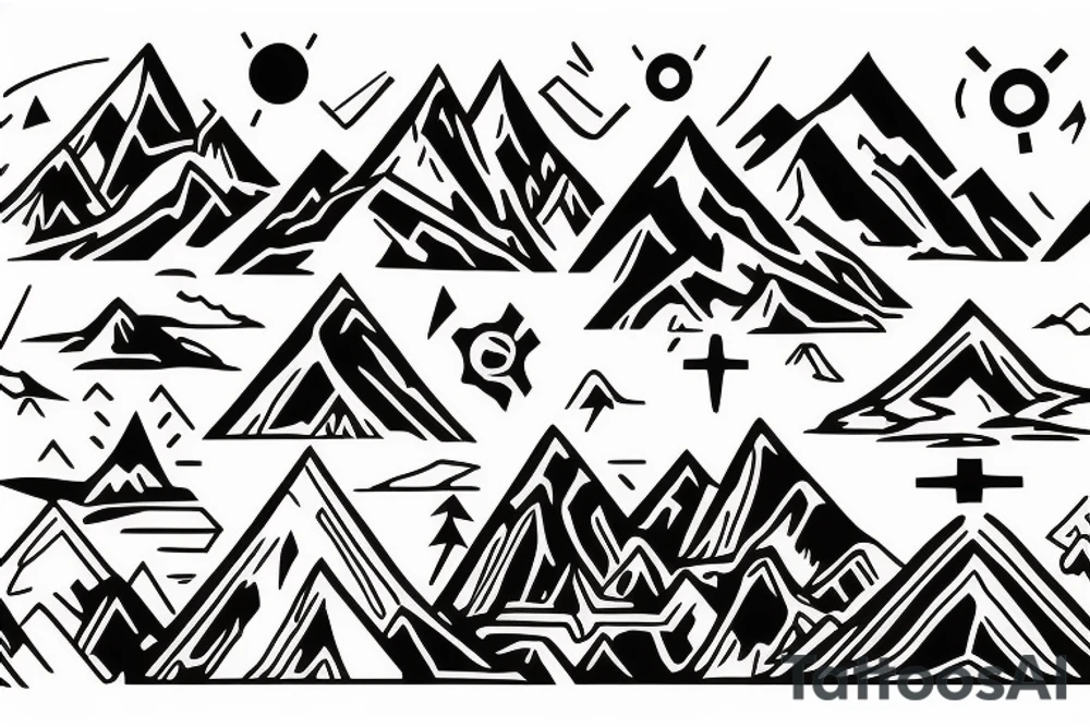 Mountain inside of a cross tattoo idea