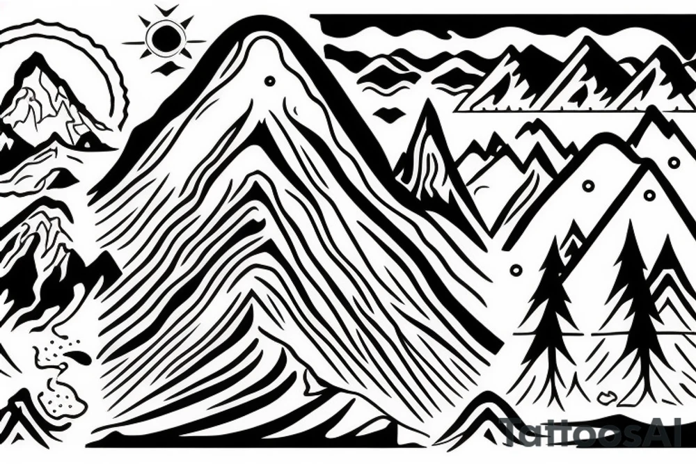 Mountain inside of a cross tattoo idea