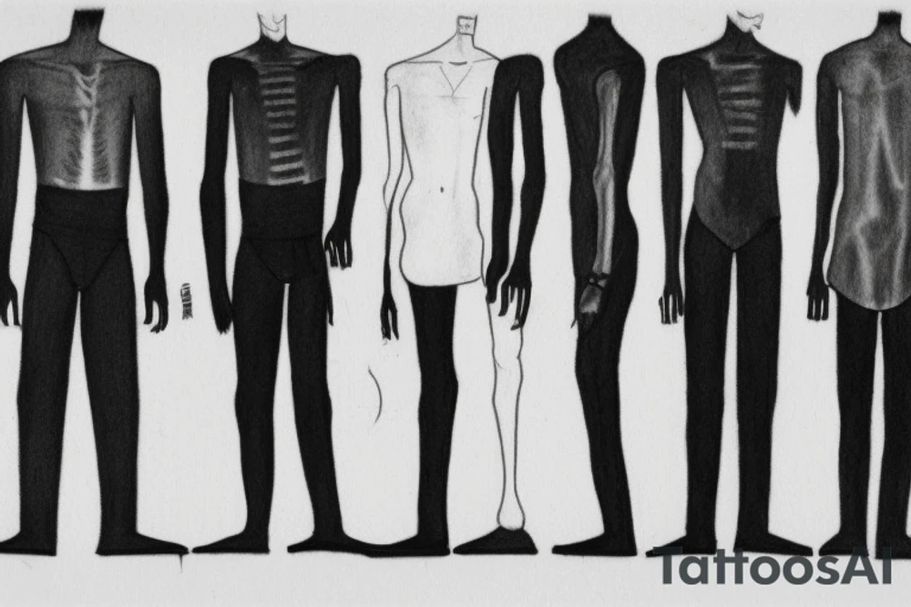 Main idea: One tall and thin man walking towards his left side, to the west.  Three little black panthers are following him

TATTOO STYLE: simple drawing, no fillings, just the outlines in black

The man: The man is dressed in simple clothes like a shepherd from the first century. He is wearing a long tunic, a white hat, and sandals. The man will be carrying a staff or a shepherd's crook.

Background: The background is plain, with no fillings. The man is outlined in black, and his clothes are shaded in grayscale. tattoo idea