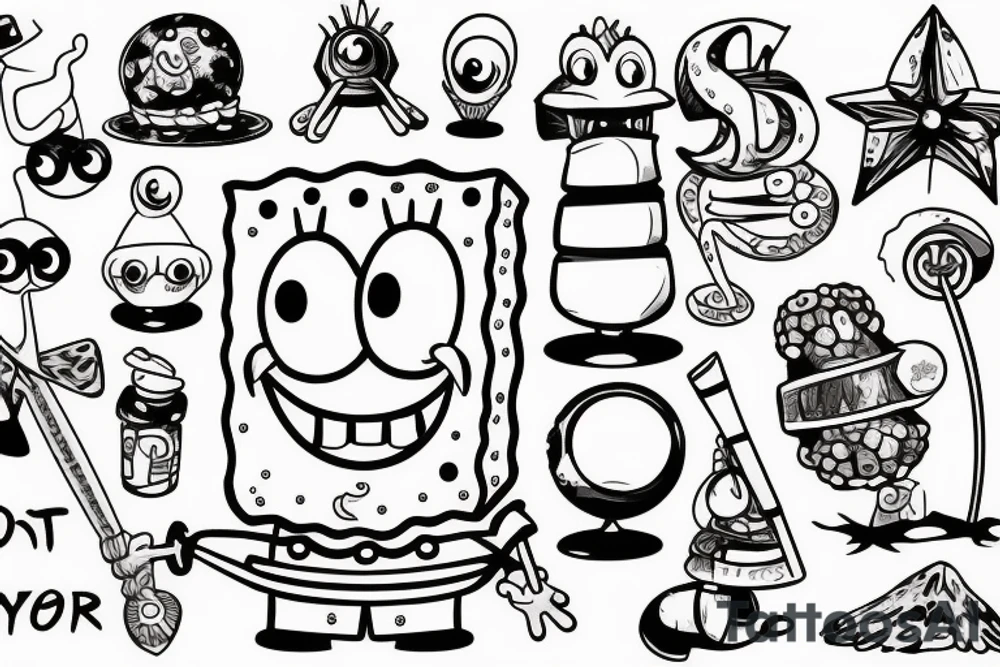 sponge bob tattoo idea