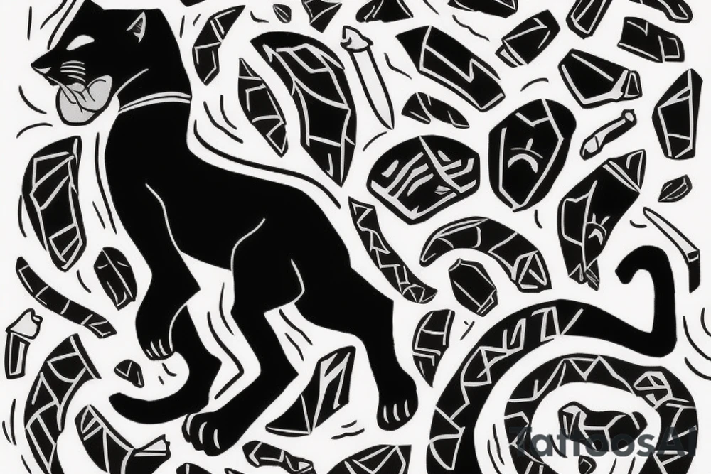 A black panther walking towards the front tattoo idea