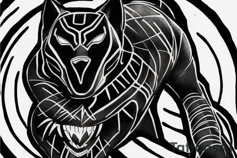A black panther walking towards the front tattoo idea A black panther walking towards the front tattoo idea