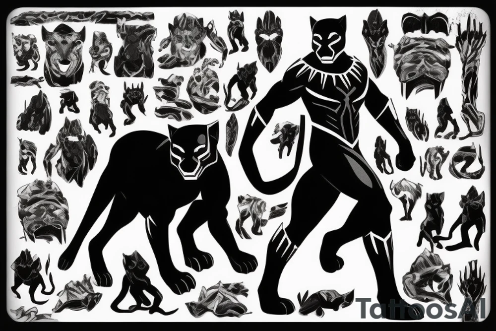 A black panther walking towards the front, full body tattoo idea A black panther walking towards the front, full body tattoo idea