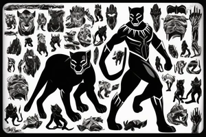 A black panther walking towards the front, full body tattoo idea