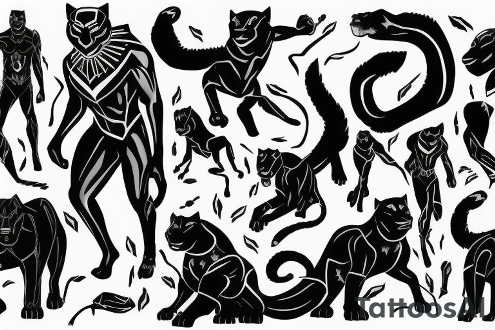 A black panther walking towards the front, full body tattoo idea A black panther walking towards the front, full body tattoo idea