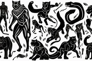 A black panther walking towards the front, full body tattoo idea