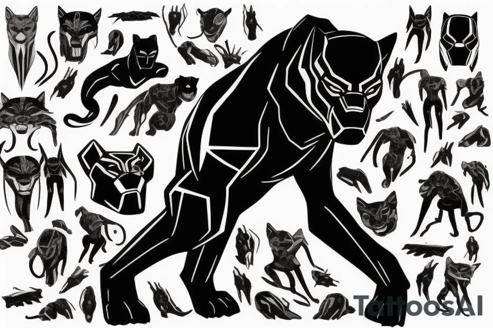 A black panther walking towards the front, full body tattoo idea