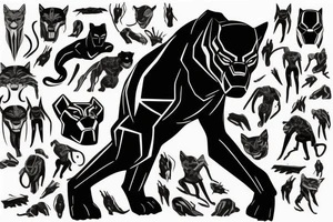 A black panther walking towards the front, full body tattoo idea