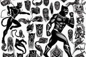 A black panther walking towards the front, full body tattoo idea