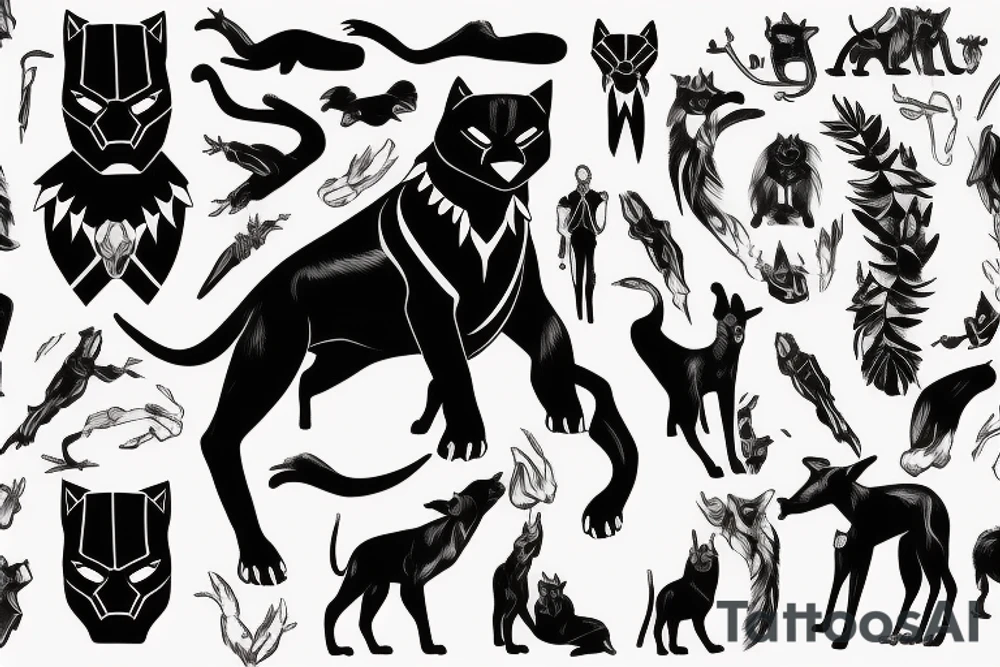 A black panther walking towards the front, full body
Besides her there´s a tall thin man, carring a shepherd's crook tattoo idea A black panther walking towards the front, full body
Besides her there´s a tall thin man, carring a shepherd's crook tattoo idea