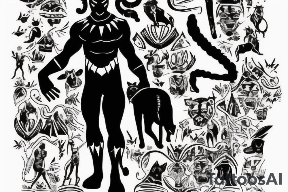 A black panther walking towards the front, full body
Besides her there´s a tall thin man, carring a shepherd's crook tattoo idea A black panther walking towards the front, full body
Besides her there´s a tall thin man, carring a shepherd's crook tattoo idea