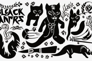 I want 3 black panthers, walking side by side
One of them is caring a shepherd's crook tattoo idea