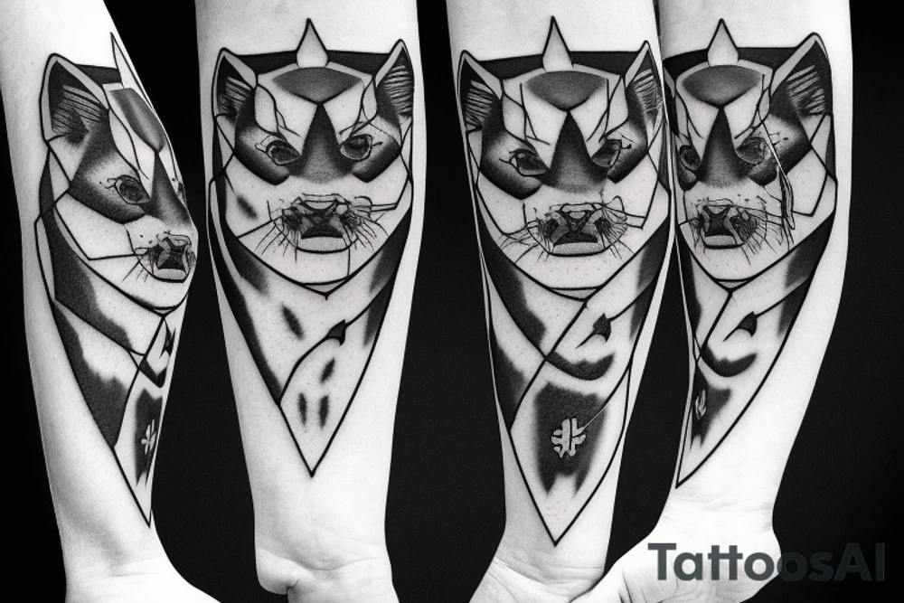 I want 3 black panthers, walking side by side
One of them is caring a shepherd's crook tattoo idea