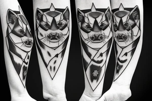I want 3 black panthers, walking side by side
One of them is caring a shepherd's crook tattoo idea