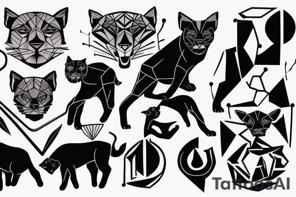 I want 3 black panthers, walking side by side
One of them is caring a shepherd's crook tattoo idea
