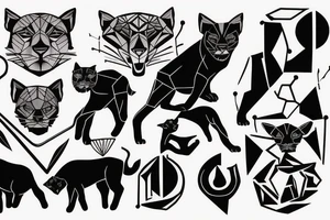 I want 3 black panthers, walking side by side
One of them is caring a shepherd's crook tattoo idea