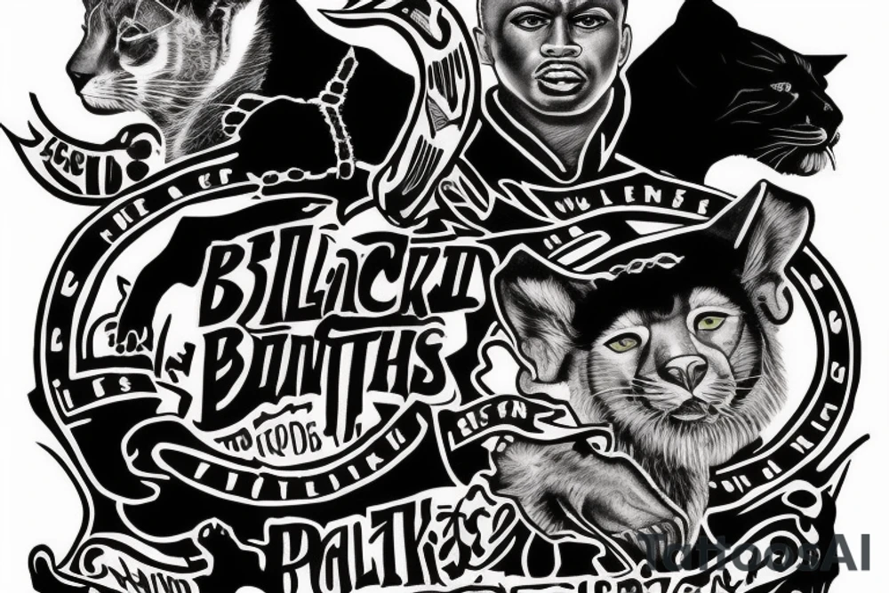 I want 3 black panthers, walking side by side
One of them is caring a shepherd's crook tattoo idea