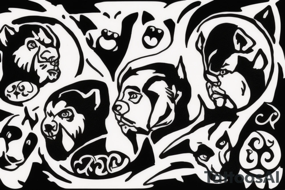 I want 3 black panthers, walking side by side
One of them is caring a shepherd's crook tattoo idea