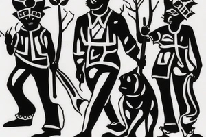 I want 3 black panthers, walking side by side
One of them is caring a shepherd's crook tattoo idea