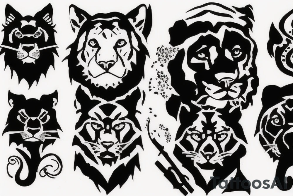 I want 3 black panthers (designed just like the real animal), walking side by side
The one in the middle is caring a shepherd's crook tattoo idea