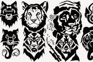 I want 3 black panthers (designed just like the real animal), walking side by side
The one in the middle is caring a shepherd's crook tattoo idea