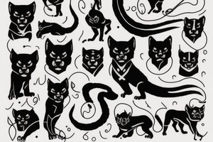 I want 3 black panthers (designed just like the real animal), walking side by side
The one in the middle is caring a shepherd's crook tattoo idea