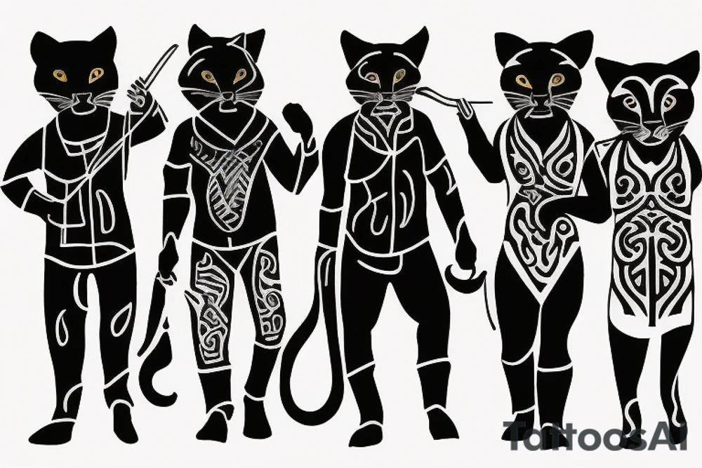 I want 3 black panthers (designed just like the real animal), walking side by side.
The one in the middle is caring a shepherd's crook. tattoo idea