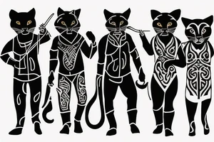 I want 3 black panthers (designed just like the real animal), walking side by side.
The one in the middle is caring a shepherd's crook. tattoo idea
