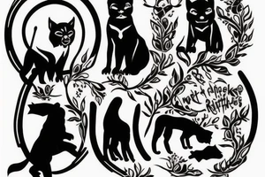 I want 3 black panthers (designed just like the real animal), walking side by side.
The one in the middle is caring a shepherd's crook. tattoo idea