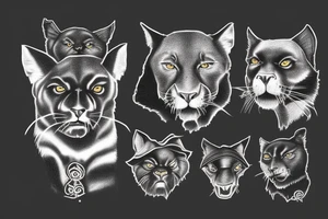 I want 3 black panthers (designed just like the real animal), walking side by side.
The one in the middle is caring a shepherd's crook. tattoo idea