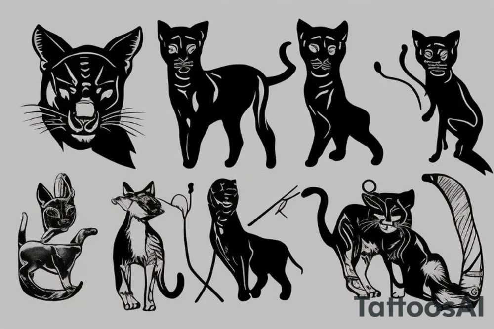 I want 3 black panthers (designed just like the real animal), walking side by side.
The one in the middle is caring a shepherd's crook. tattoo idea