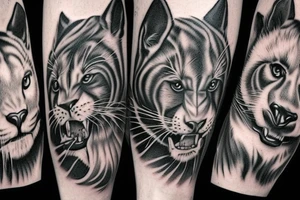I want 3 black panthers (designed realistic like the animal), walking side by side.
The one in the middle is caring a shepherd's crook. tattoo idea