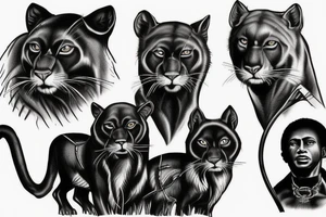 I want 3 black panthers (designed realistic like the animal), walking side by side.
The one in the middle is caring a shepherd's crook. tattoo idea