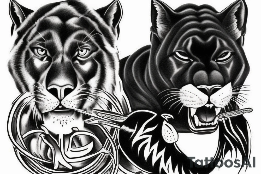 I want 3 black panthers (designed realistic like the animal), walking side by side.
The one in the middle is caring a shepherd's crook. tattoo idea