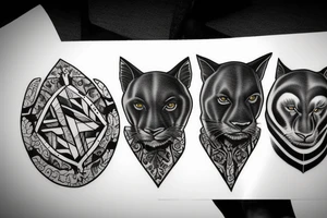 I want 3 black panthers (designed realistic like the animal), walking side by side.
The one in the middle is caring a shepherd's crook. tattoo idea