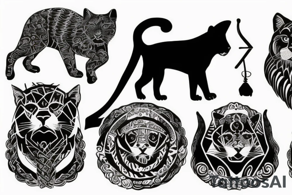 I want 3 black panthers (designed realistic like the animal), walking side by side.
The one in the middle is caring a shepherd's crook. tattoo idea