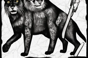 I want 3 black panthers (designed realistic like the animal), walking side by side.
The one in the middle is holding a shepherd's crook. tattoo idea