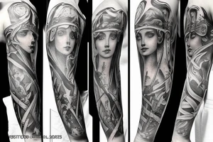 Full arm sleeve made up of Greek mythology tattoo idea