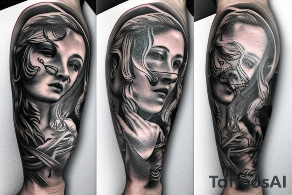 Unique Full arm sleeve made up of gods from greek mythology tattoo idea