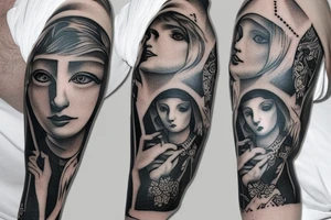 Unique Full arm sleeve made up of the first supper tattoo idea
