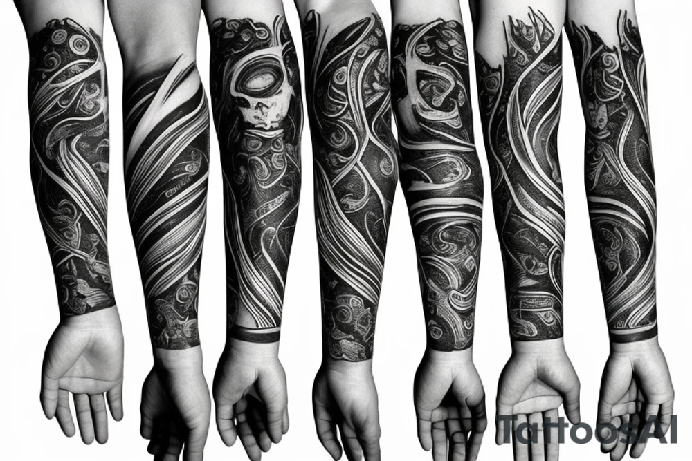 Unique Full arm sleeve medussa tattoo idea